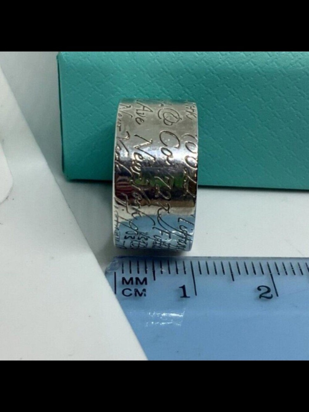 TIFFANY AND CO STERLING SILVER SCRIPT BAND SZ 6.5 - Picture 8 of 9